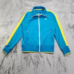 Nike N98 Track Jacket Womens Size L Blue Yellow Stripe Retro National Full Zip